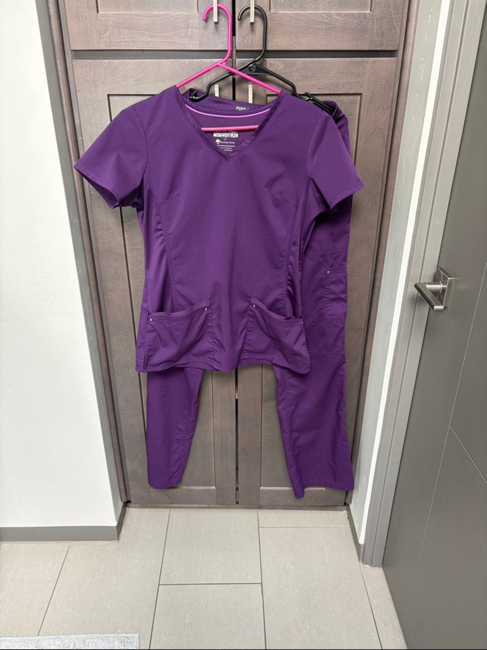 Purple Label Dark Purple Scrub Set - V-Neck Top & Pants